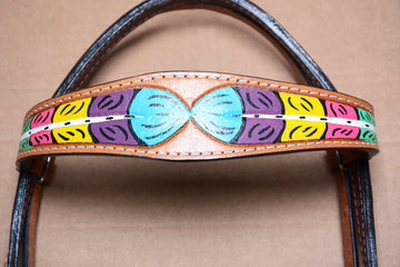 HILASON Western Horse Genuine Leather Headstall Tan